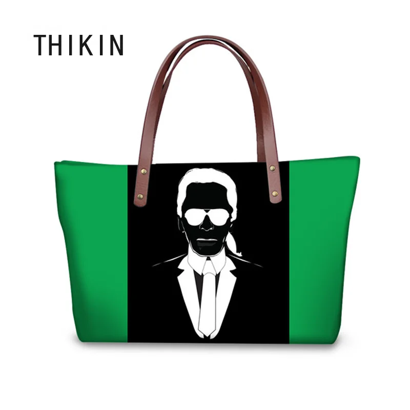

THIKIN Customize Image Karl Lagerfelds Printing Largre Handbags for Women Girl Colorful Shoulder Bag Ladies Femme Shopping Bag