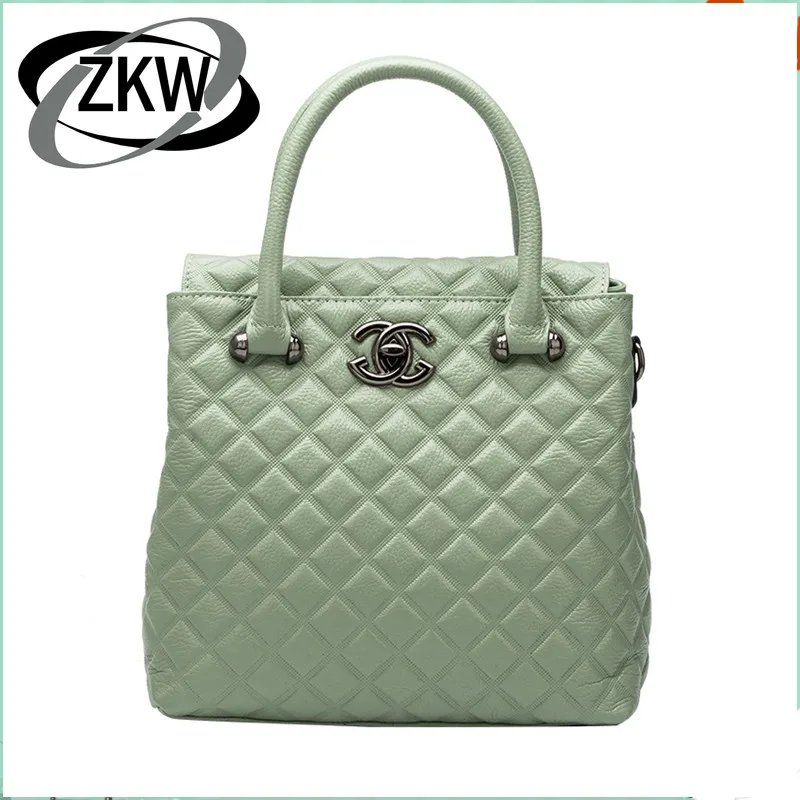 

ZKW Genuine Leather Famale Handbag Single Shoulder Bag Fashion Cowhide Casual All-Match Picture Package women's bag