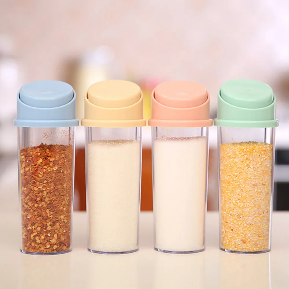 

Easy Controlled Spice Jar Seasoning Box Kitchen Spice Storage Bottle Jars Transparent PP Salt Pepper Cumin Powder Box Tool