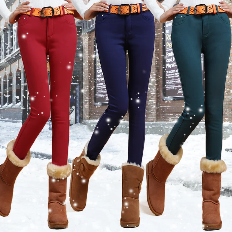 2017 new Autumn Winter Jeans for Women Skinny Pencil Style Warm Many Colored Jeans women Candy ...