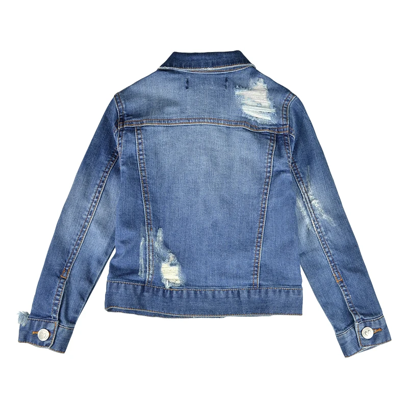 3Kids Girls Ripped Denim Coat Broken Hole Jackets Windbreakers Warm Outwear Top