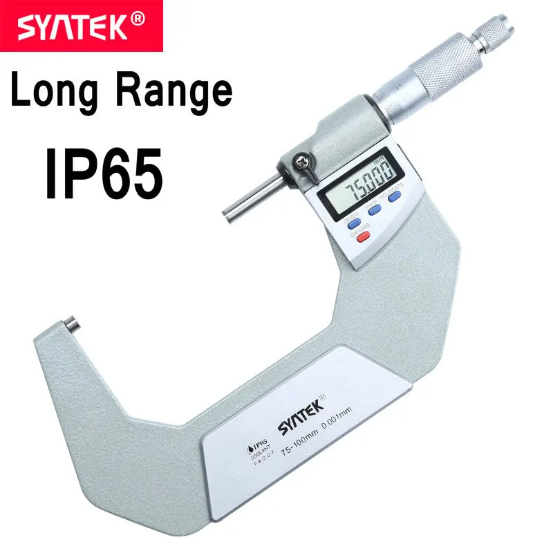Маслонепроницаемый электронный цифровой микрометр Syntek 0 001 мм IP65 100 мм|Микрометры|