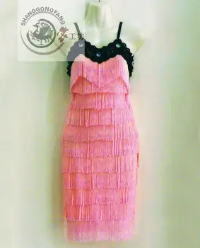 

New Latin dance costumes senior sexy pink tassel latin dance dresses for women latin dance competition dresses S-4XL
