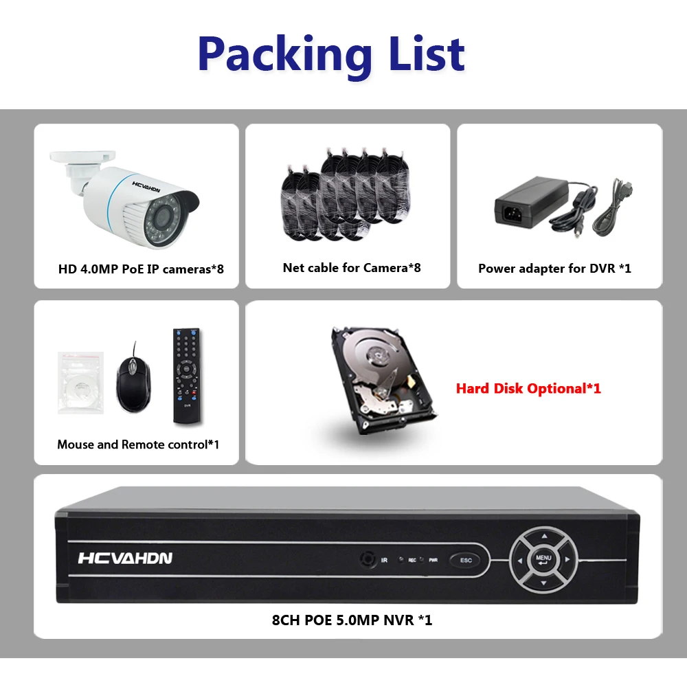 8CH 5MP 1080 P CCTV Камера Системы POE NVR Kit 4 K HDMI 4.0MP ip камера видеонаблюдения с поддержкой Wi