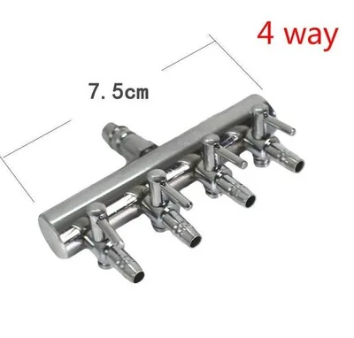 Разветвители воздушного насоса из нержавеющей стали металлические распределители воздуха распределяют воздушный поток на входе 8 мм и выходе 4 мм аксессуары для аквариумов с рыбами - Цвет: 4 heads