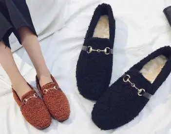 

2018 new warm fur shoes iron ring plus velvet thickened security cotton shoes flat shoes.