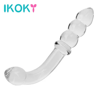 IKOKY Pyrex Glass Dildo Artificial Penis Crystal Anal Bead Butt Plug Prostate Massage Masturbate Sex Toy for Adult Women Men Gay 2