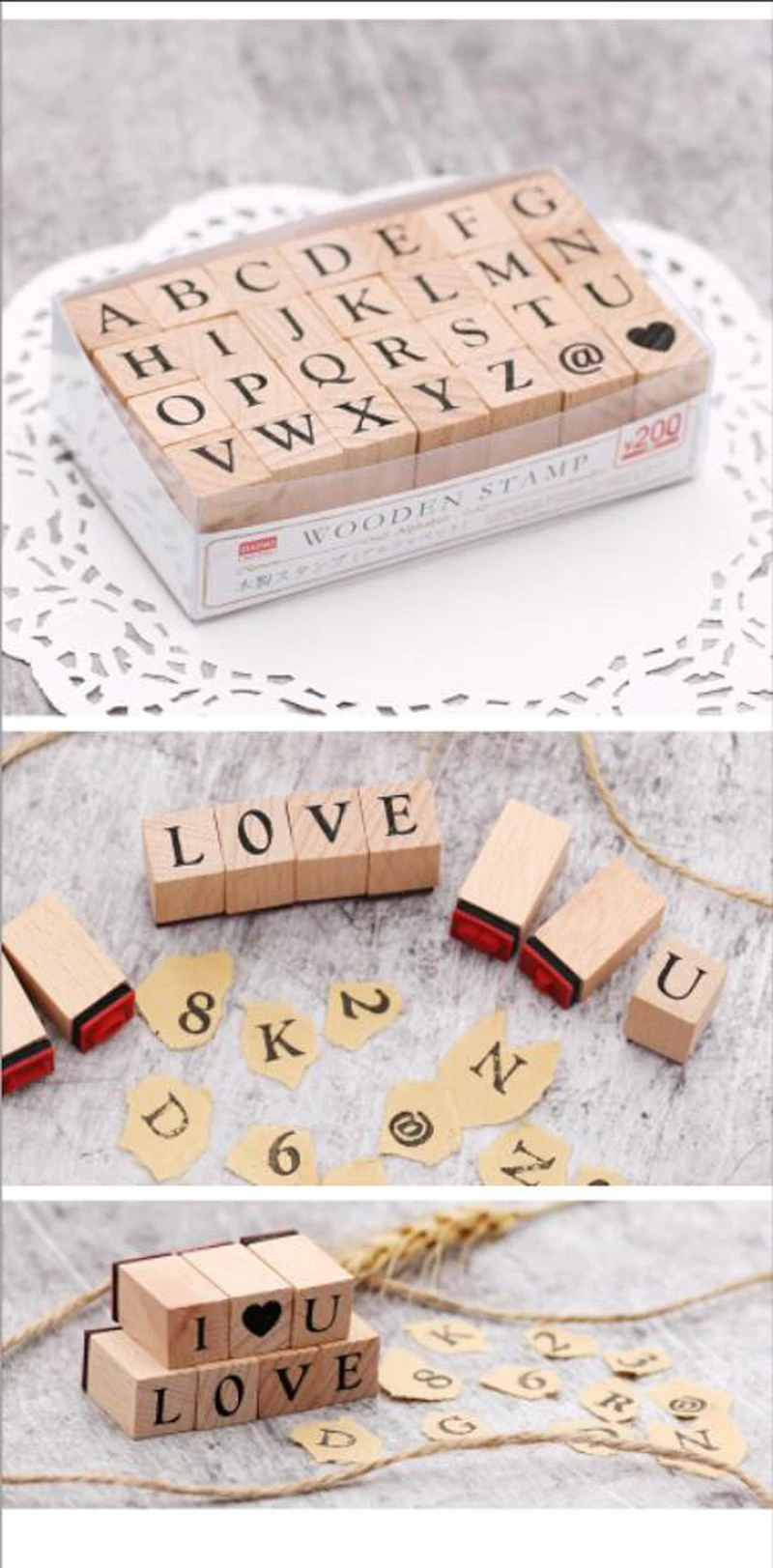 Винтажный деревянный набор штампов с буквенным алфавитом, украшение для дневника, свадебная печать с буквенным алфавитом, канцелярские принадлежности для офиса и школы
