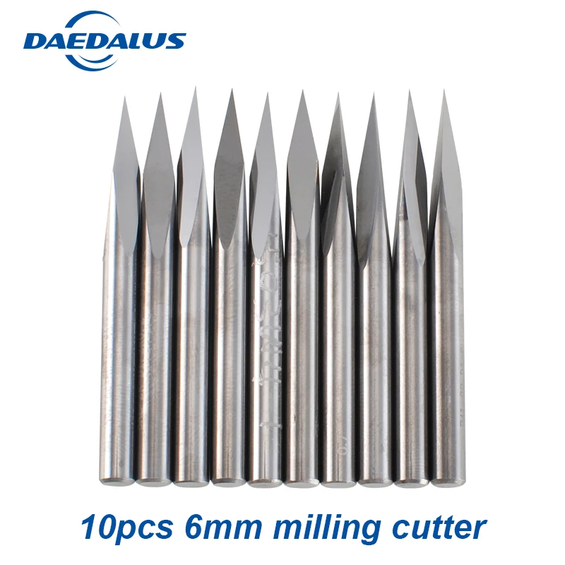 

10pcs SHK 6MM CNC Milling cutters Triangular Router Bit mill cutter Tools For Engraving machine Spindle Motor