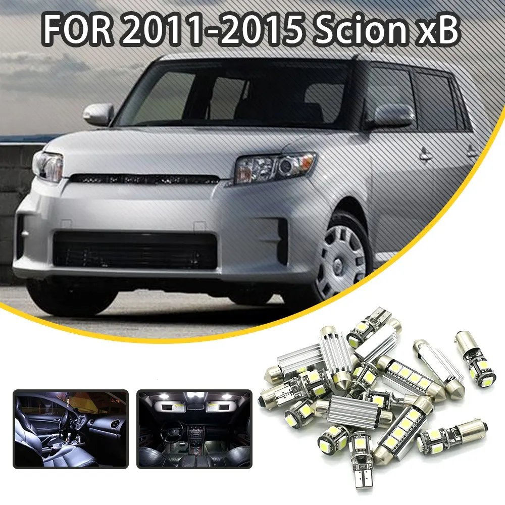 

LOAUT 11pcs White Car LED Light Bulbs Interior Package Kit For Scion XB 2011-2015 Dome Lights License plate light Map