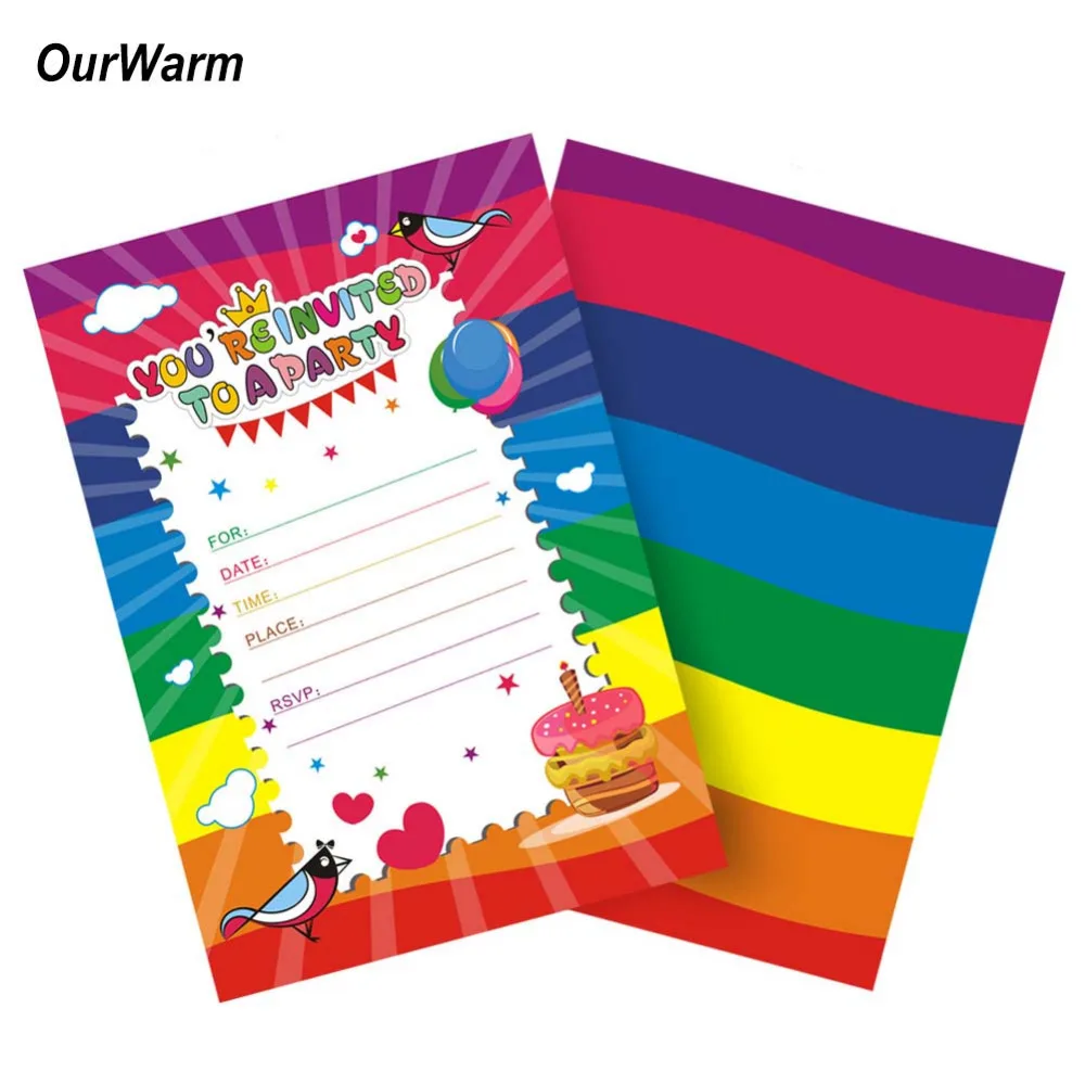ourwarm 50pcs happy birthday invitation card with envelope