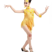 Детский халат, латин, Самба карнавальные костюмы, костюм для бальных танцев, танцевальные платья, платье для сальсы/Танго, Одежда для танцев