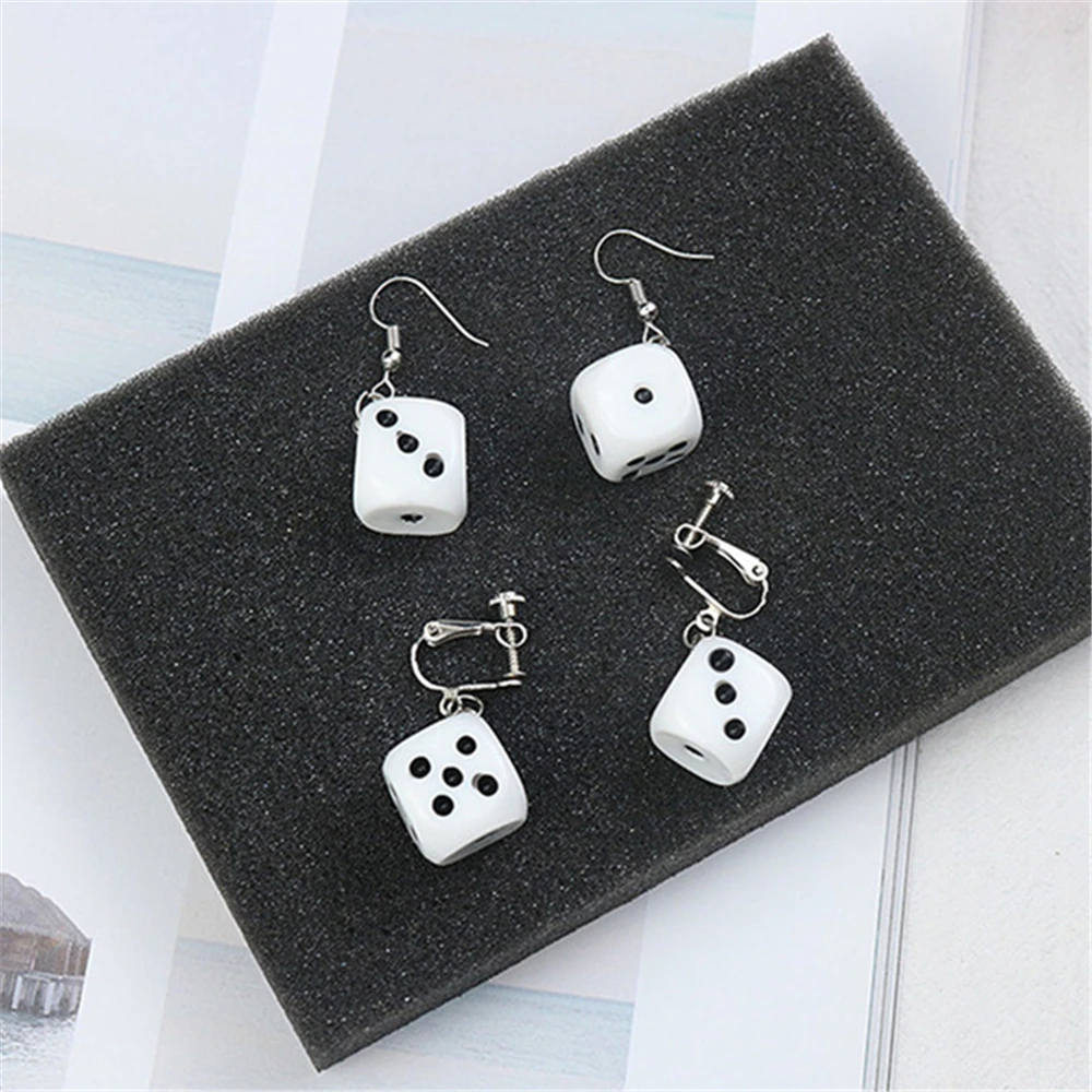 

1 Pair Mini Cute Resin Dice Unique Statement Earrings Women's Fashion Personality Dangle Earrings Funny Drop Earrings 2019