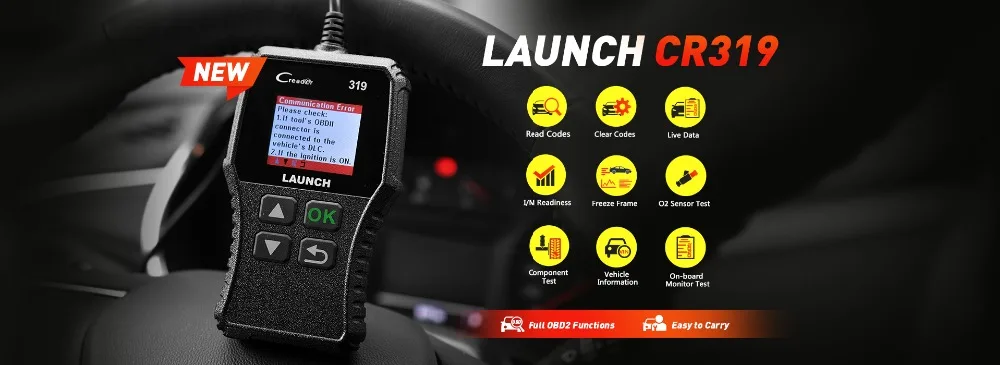 Launch X431 Creader 319 CR319 OBD OBD2 EOBD полный OBDII Автомобильный диагностический инструмент CR3001 AD410 ELM327 NT200C сканер