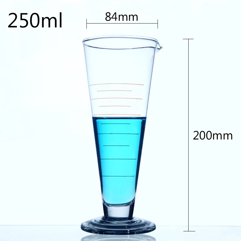 LINYEYUE 250mL Graduate Conical Glass Measuring Cup Measuring Glass Triangle Beaker Laboratory Cylinder Chemistry Equipment