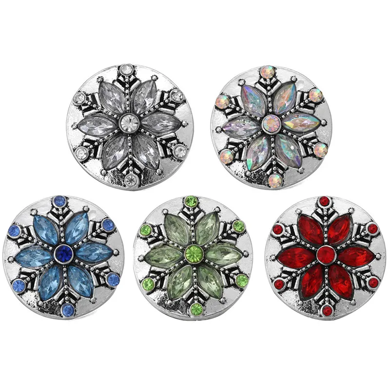 

6pcs/lot New Snap Jewelry Christmas Snowflake Snap Button Fit 18MM Snap Bracelet For Women Merry Christmas Gift