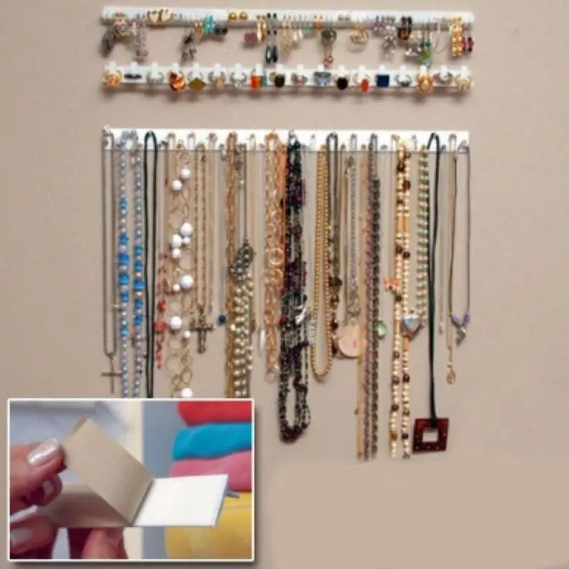 

Jewelry earring necklace hanger holder Organizer packaging Display jewelry rack Sticky hooks Wall Mount stand tray para