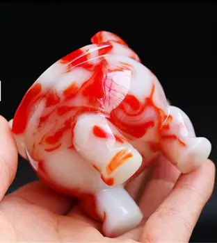 

Natural Gobi chicken blood white jadeite gourd piece jadeite hand piece