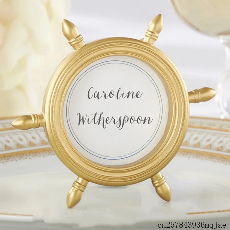 100 Pcs Nautical Theme Wedding Favors Gifts for Gusets Gold Ship Wheel Place Card Holder Photo Frame Picture Frames | Дом и сад
