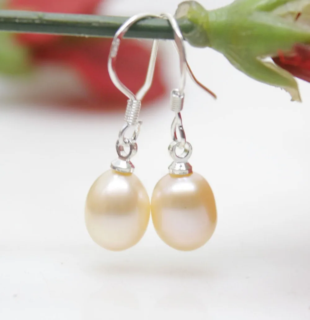 

Free shipping 1" NATURAL PINK PEARL 100% SOLID 925 STERLING SILVER HOOKS EARRINGS 6.10