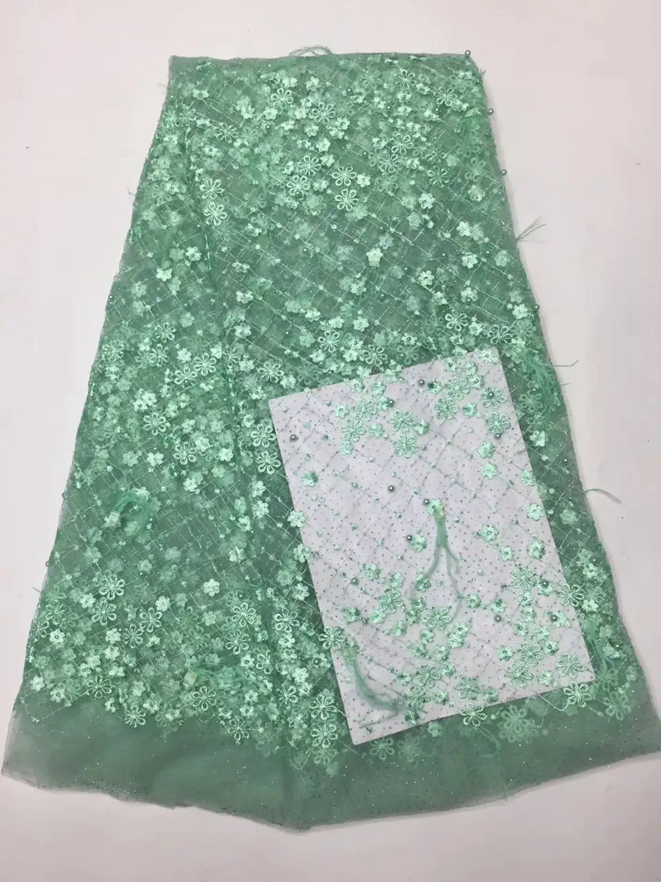 

Newarrival beaded lace fabric with feather high quality french lace fabric for lady party dress wonderful deisgn 5yards ppm091
