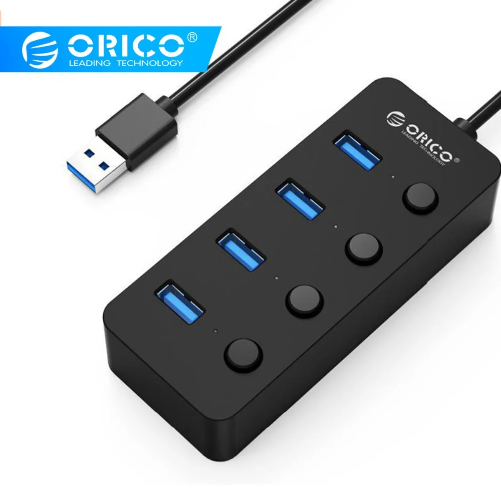 

ORICO USB HUB 4 Ports USB 3.0 HUB High Speed Usb Spliter with Individual Power Switches for Apple Macbook Air Laptop PC Tablet