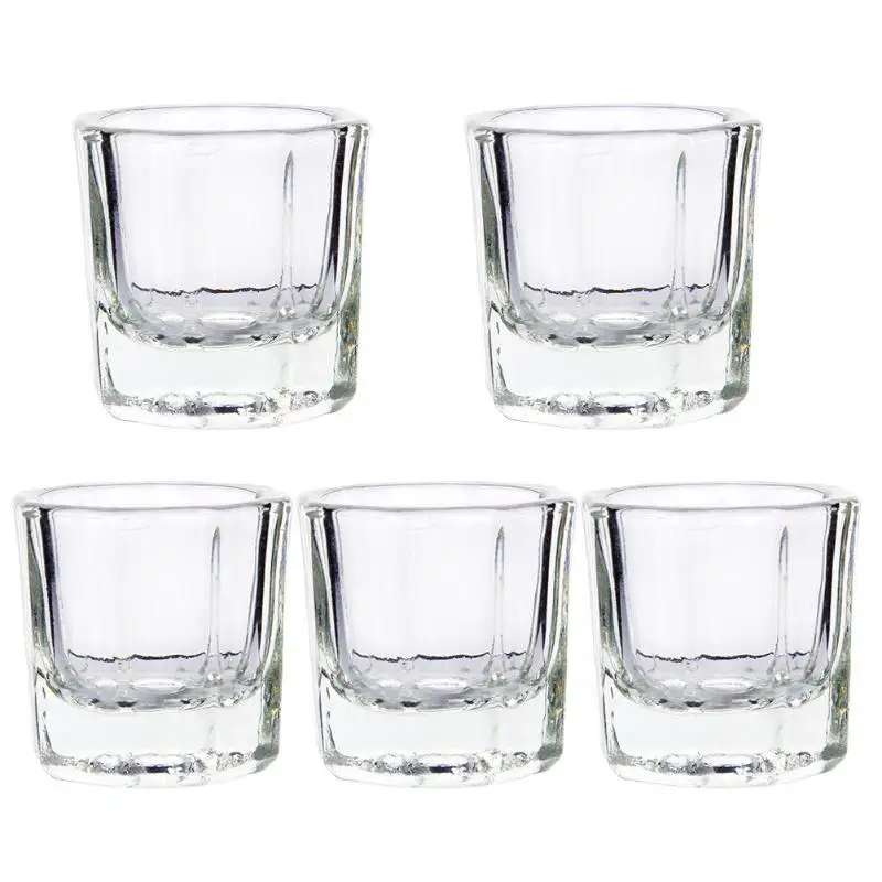 5PCS Nail Art Crystal Cup Bowl Glass Dappen Dish Salon Manicure Nail