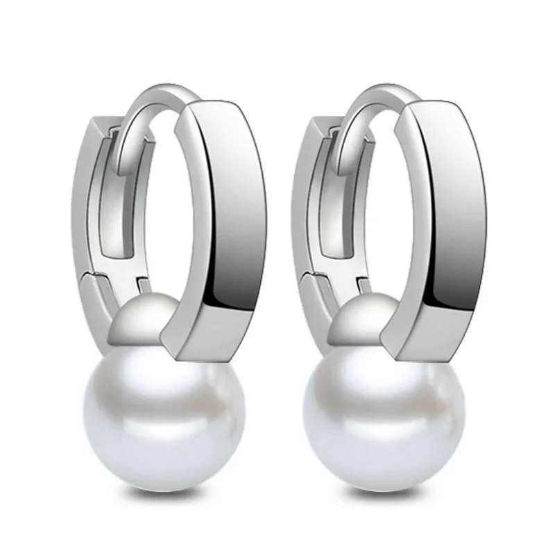 

100% 925 sterling silver fashion imitation pearl ladies' drop earrings women wholesale jewelry birthday gift drop shipping cheap