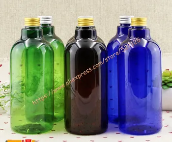 

500ml Inclined shoulder PET bottle with silver/gold aluminum lid,essential oil/liquid/moisturizer/facial water container