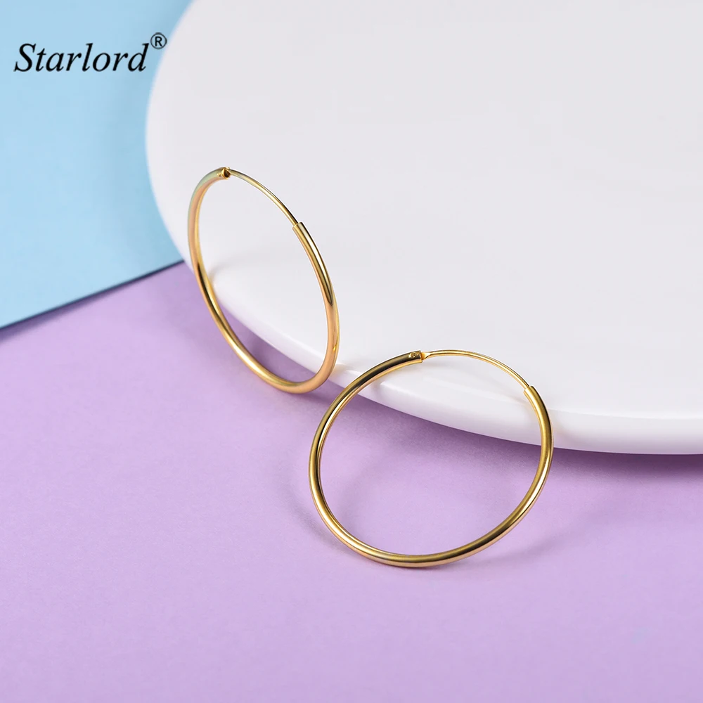 

Sterling Silver Hoop Earrings Silver Base Gold/Rose Gold Small/Medium/Big Size 15/30/40/50/70mm minimalist Hoop Earrings E6130K