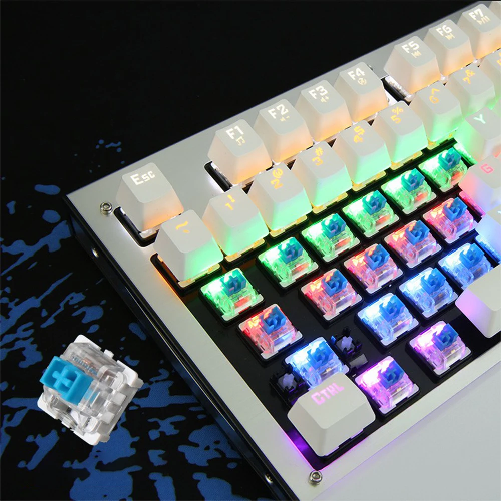 Backlit Mechanical Keyboard Gaming Keyboard Blue Switch 87 Keys Ergonomic Keyboard Suspended Keys with Hand Wrist