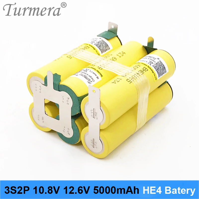 Turmera 3s 12.6v 4s 16.8v battery 18650 battery pack 16.8v 14.4v 20a power 18650 for lg he4 2500mah battery for screwdriver tool battery customized 04