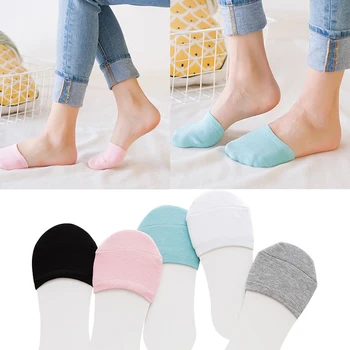 

6Pcs=3Pair Summer Invisible Socks Slippers Non Slip Half Toe Socks Short for Women Wear High Heels Foot Cotton Shoe Liner Socks