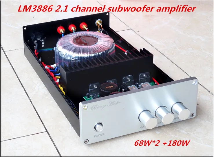 

4-8ohm Maximum current output 15A HiFi LM3886 2.1 channel 68W *2+180W*1 Subwoofer Power Amplifier