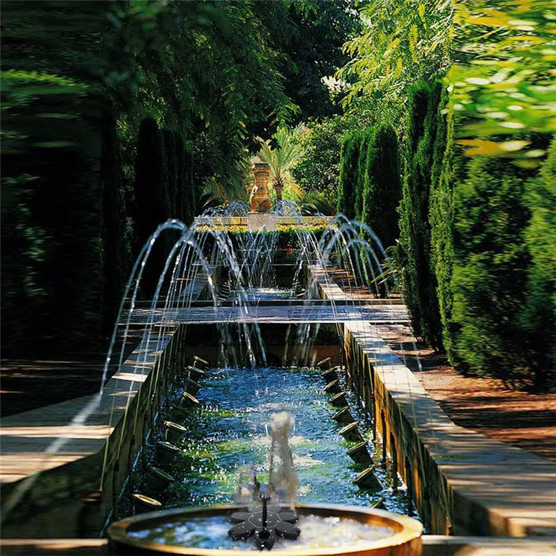 Seven-leaf shaped Solar Power Pump Bird Bath Fountain Water Floating Pond Garden Patio Decor Garden Patio Decoration #4P08 (6)
