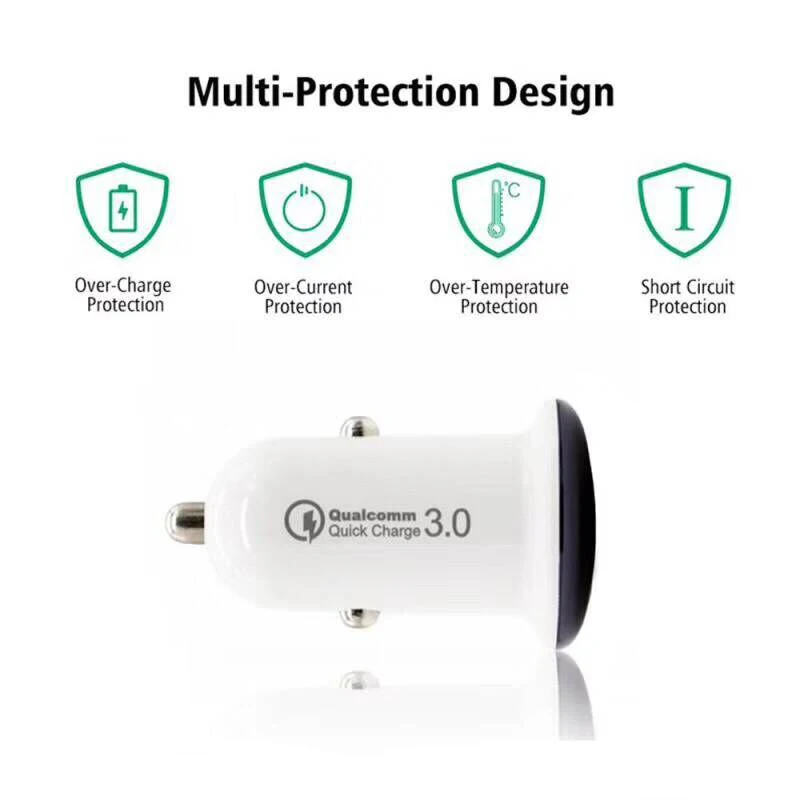 شاحن سيارة USB صغير للهاتف المحمول QC3.0 سريع شاحن سيارة واحدة USB-شاحن آيفون سامسونج Xiaomi اللوحي مهايئ شاحن