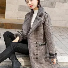 Высококачественное Брендовое элегантное клетчатое шерстяное пальто, весеннее зимнее пальто, женское теплое шерстяное пальто в стиле пэчворк