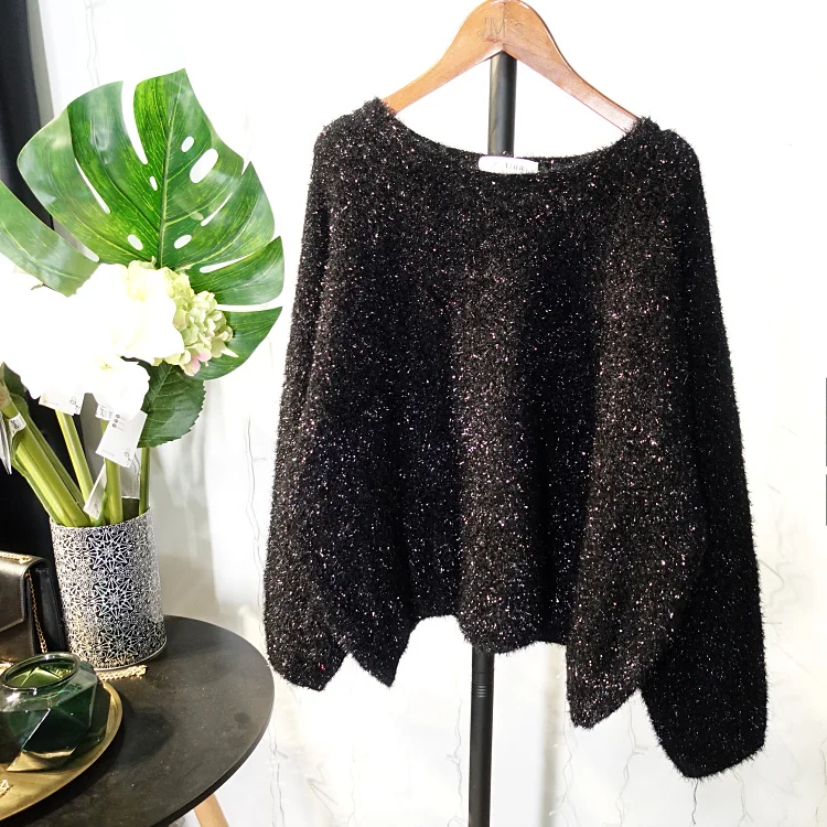 Cakucool New Gold Lurex Bling Sweaters Spring Long