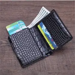 Weduoduo анти-защитой Rfid Для мужчин Для женщин кредитной держатель для карт из искусственной кожи модные тонкий мини-кошелек Алюминий Бизнес
