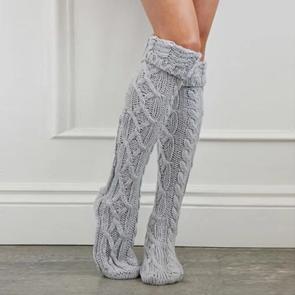 Новые удобные длинные носки для девочек, повседневные женские облегающие высокие мягкие хлопковые вязаные носки выше колена, Повседневные
