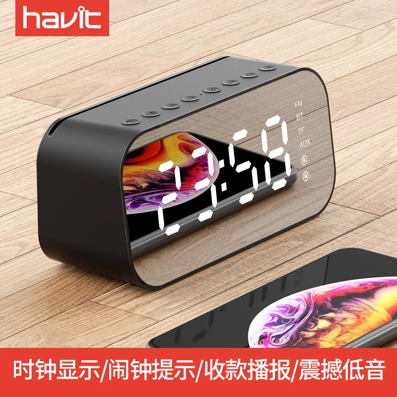 

New LED lamp with wireless Bluetooth Speaker Mini Ultra bass gun mirror alarm clock smart Stereo