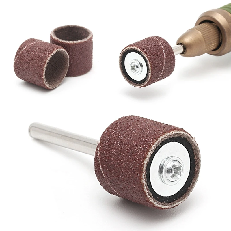 

100pcs Sanding Sleeves 2 Mandrels Grind Polishing Sandpaper Circle Electric Tool