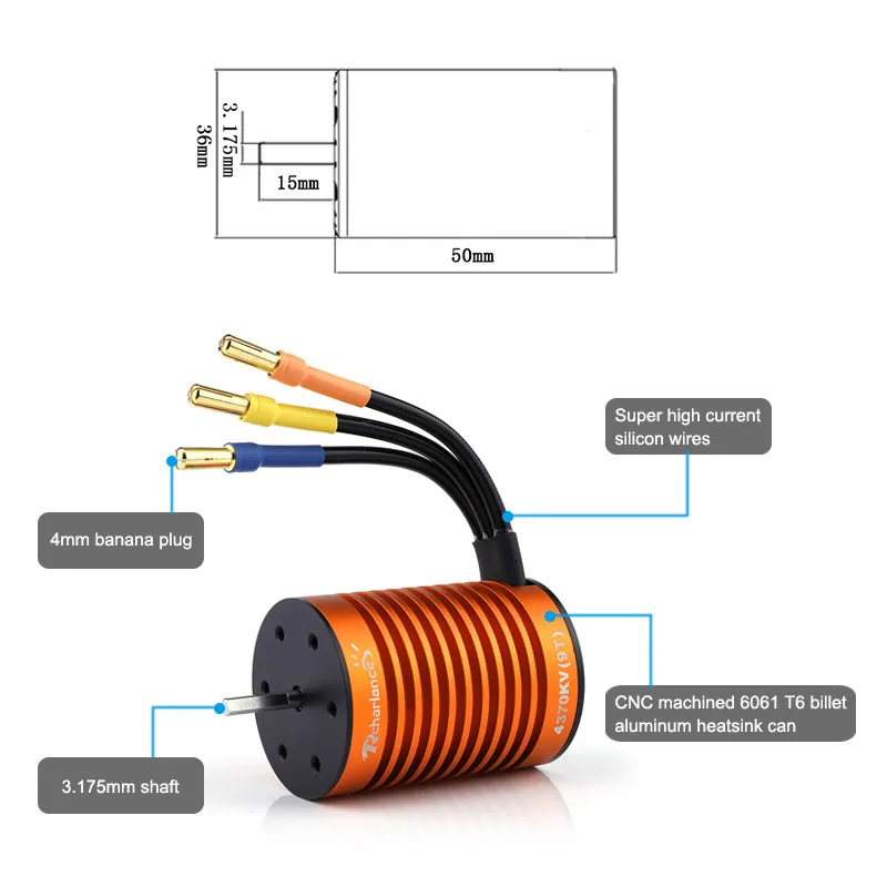 9T 4370KV бесщеточный двигатель+ 60A ESC+ программная карта комбо для 1/10 RC автомобилей грузовиков RC автомобилей запчасти бесщеточный двигатель для RC автомобилей