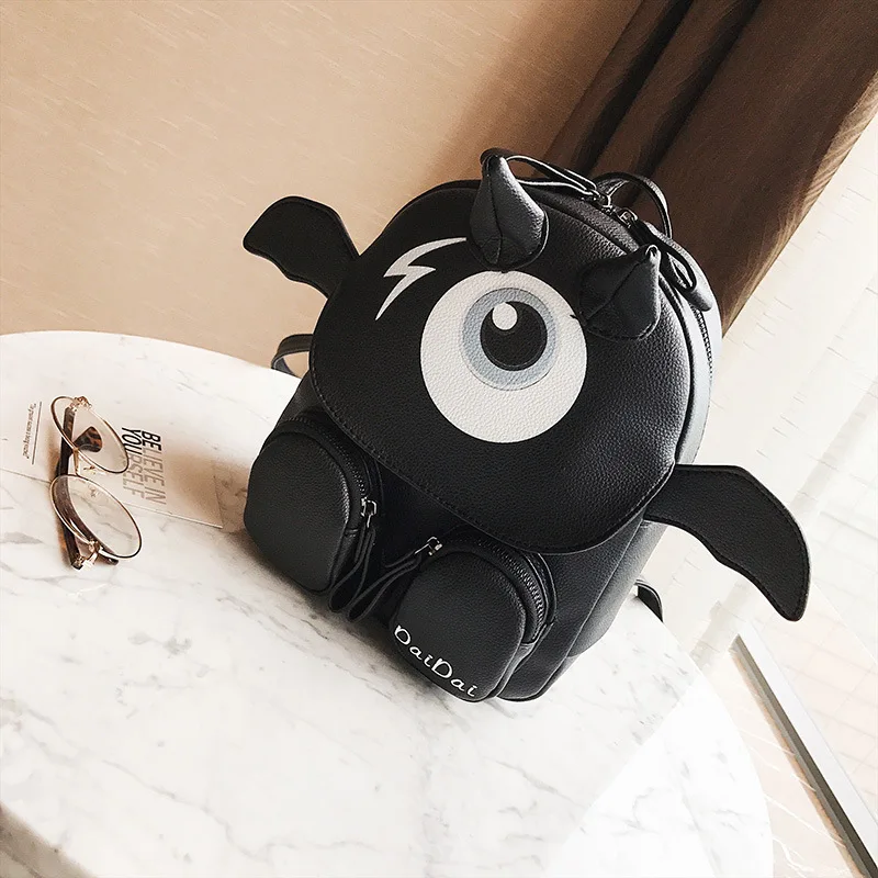 

Funny Women Cartoon School Bags For Teenagers Girls Eye Monster Bag PU Leather Women Backpack Famous Brands