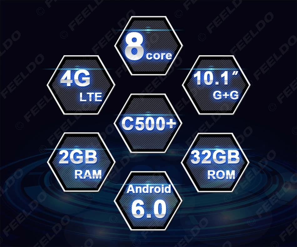 Best FEELDO 9 inch Android 6.0 (64bit)  Octa Core DDR3 2G/32G/ FDD 4G Car DVD GPS Radio Head Unit For Ford Focus 2007-2011 1