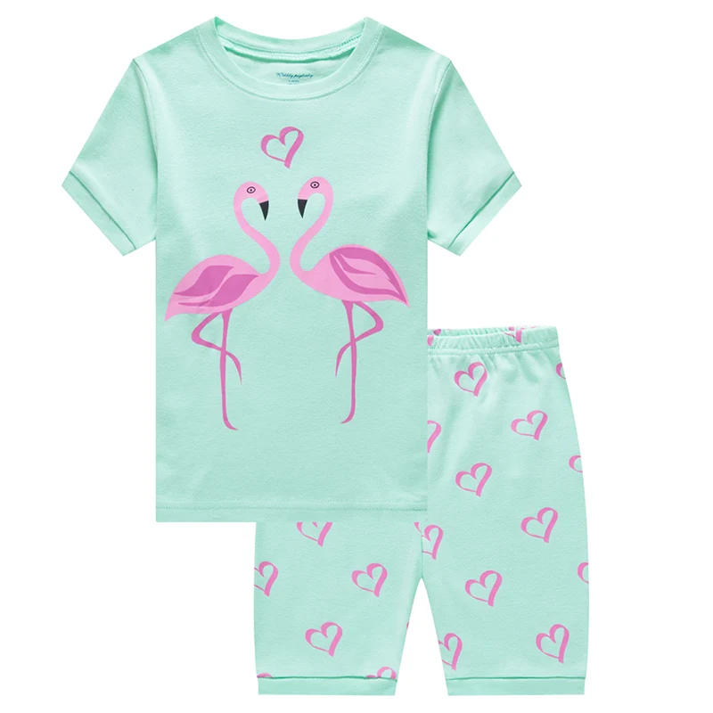 

Summer Kids Pajamas Girls Flamingo Pattern Clothes Infant Casual Pajamas Set