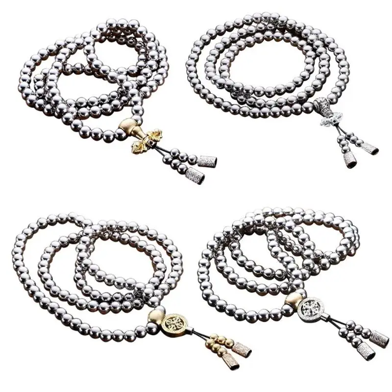 

EDC Outdoor Tactical Buddha Beads Bracelet Stainless Steel Bracelet Self-defense Protection Survival Necklace Chain Whip