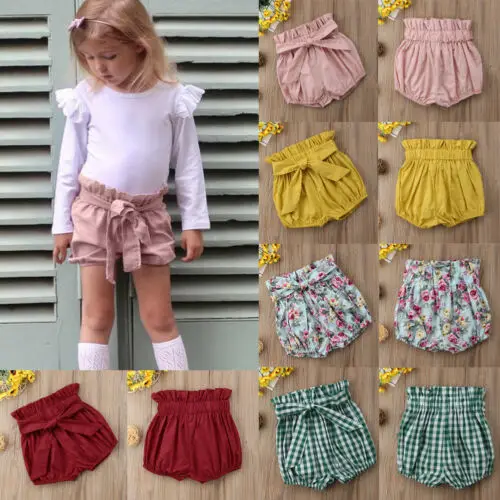 

2019 Summer Newborn Baby Boy Girl Kid Bowknot Ruffle Harem Pants Shorts Bottoms PP Bloomer Panties for toddler Children clothes