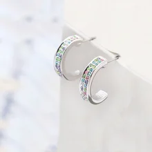 Мода Полукруг Сережки для пирсинга для Для женщин Кристаллы из Австрии элементы серьги со шпилькой вечерние серьги ювелирные изделия