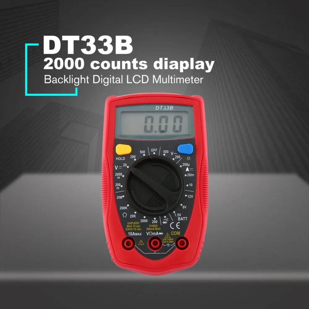 DT33B DT33C цифровой мультиметр с подсветкой защита зуммер AC DC Амперметр Вольтметр Ом